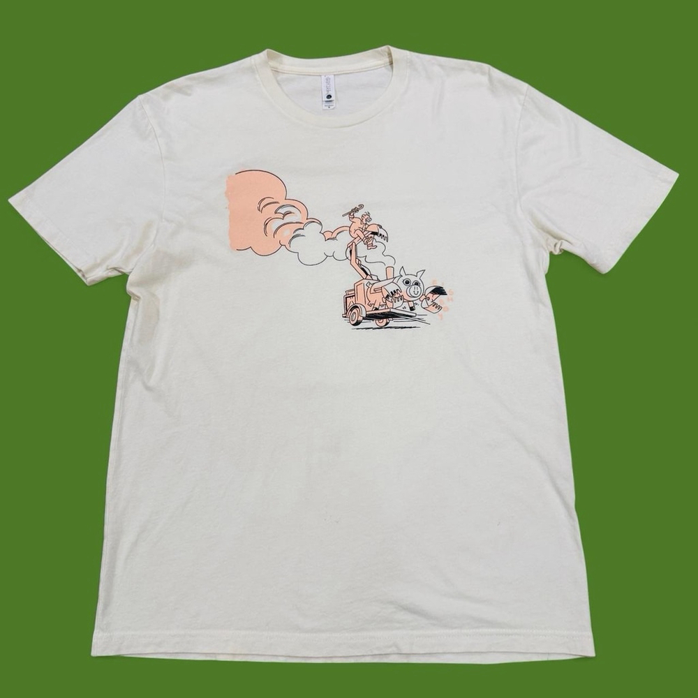 Fishboy Band Tee Mens Medium Indie Punk Graphic Shirt Denton TX Cartoon Pig RARE